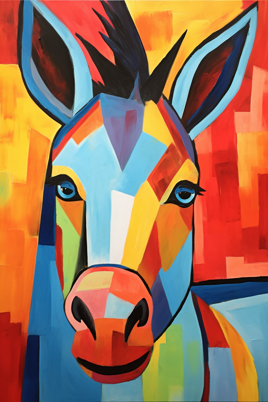 Vibrant donkey artwork in Matisse style