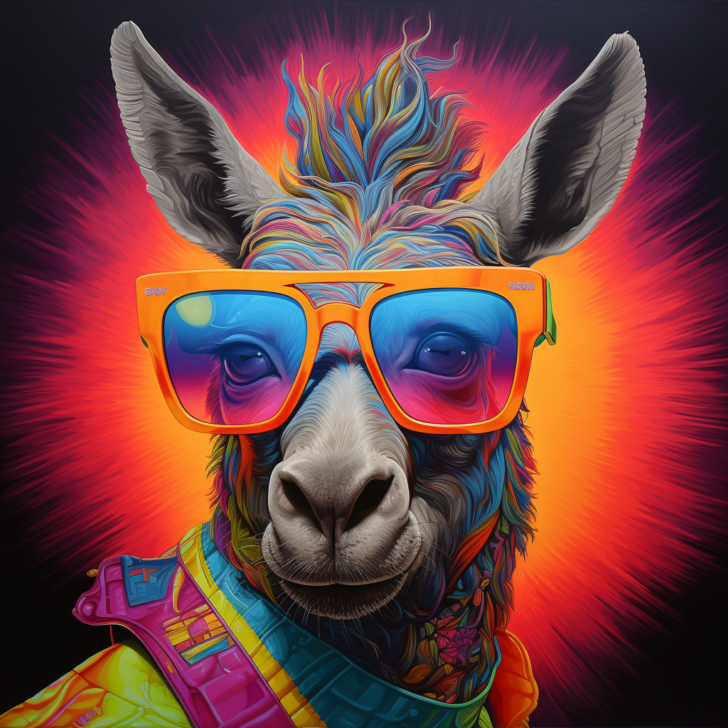 Donkey in Sunglasses poses in vibrant colors