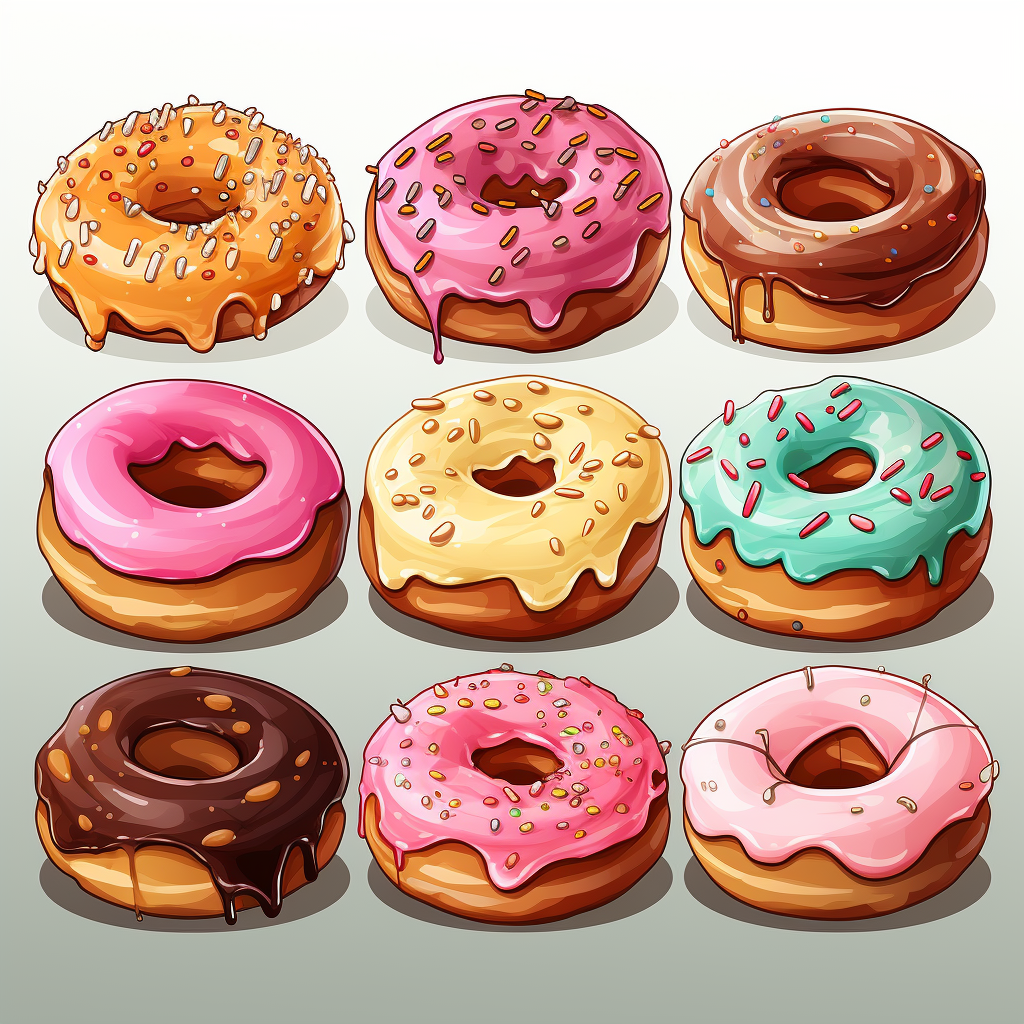 Cartoon donuts on white background