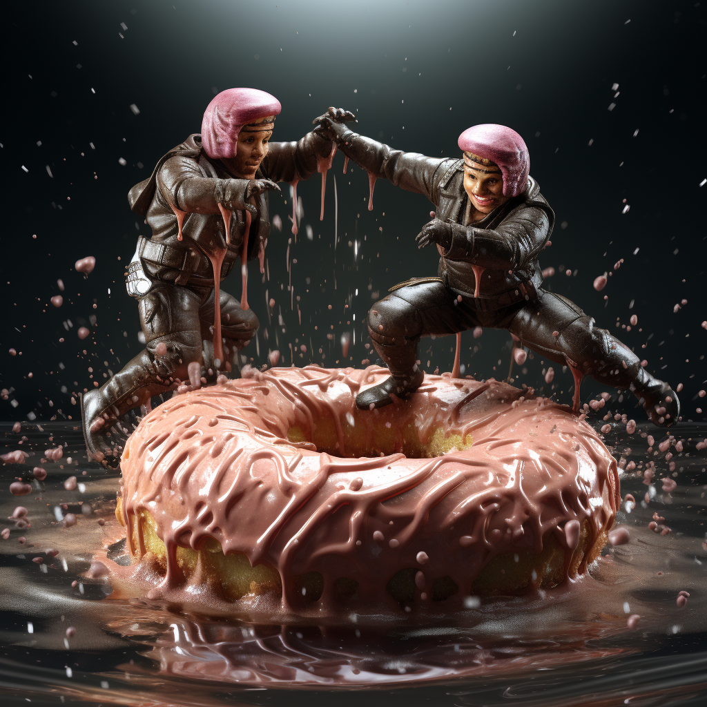 Donuts battling in Mortal Kombat style.