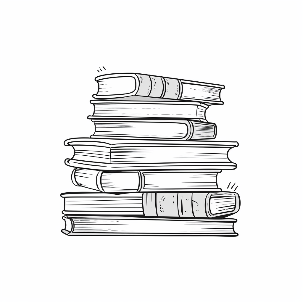 Doodle line art of books