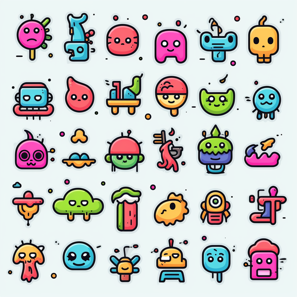 Set of Colorful Doodle Icons