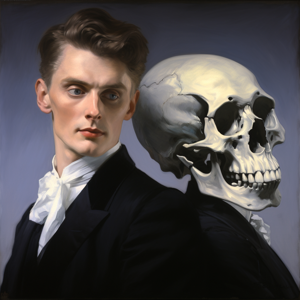 Hauntingly Romantic Dorian Gray and Death Painting