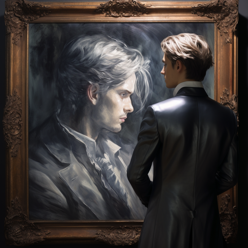 Dorian Gray admiring his portrait