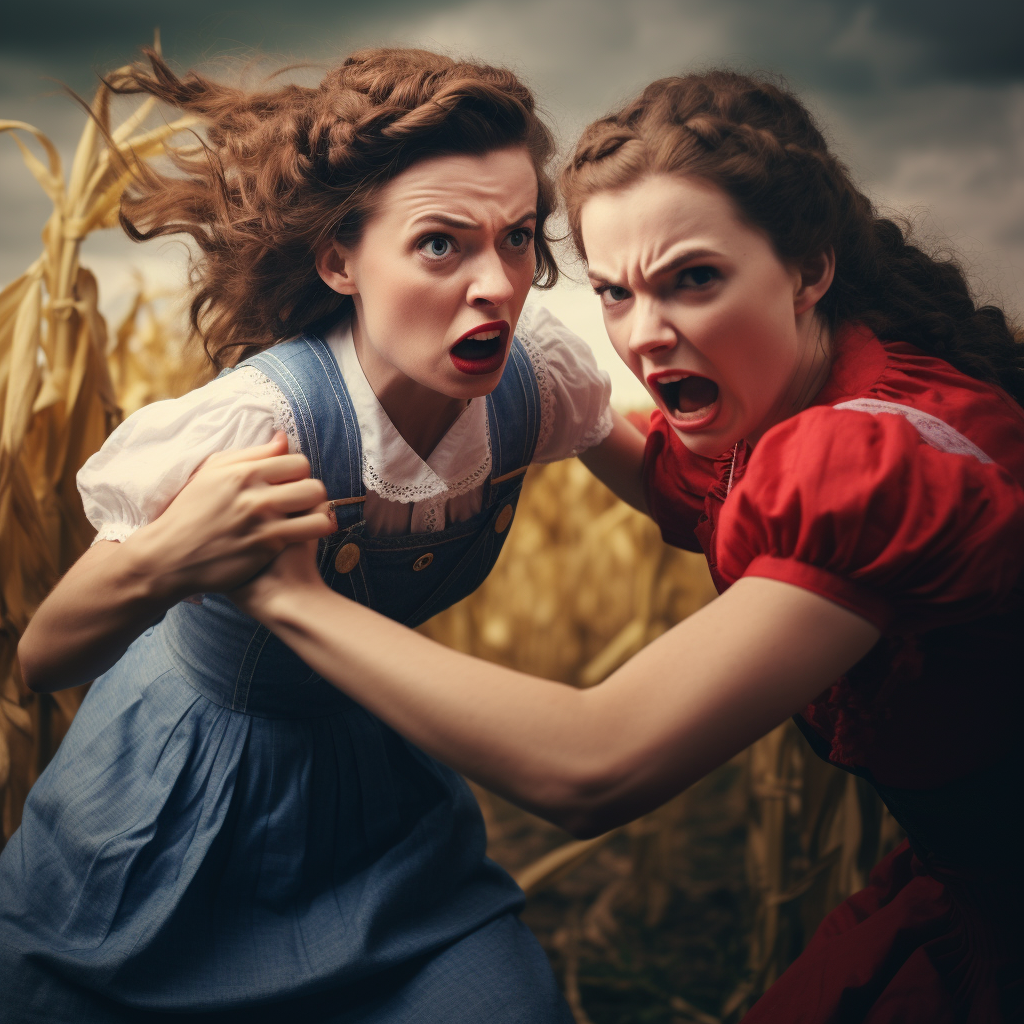 Dorothy and Alice slap fighting friends