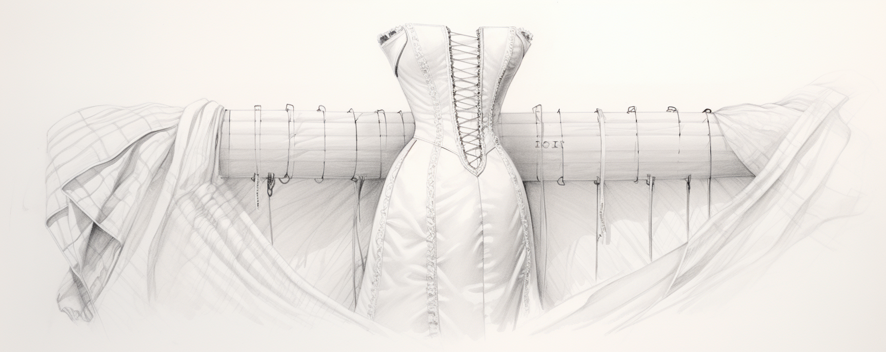 Sketch of dotted tailor line on a finished dress