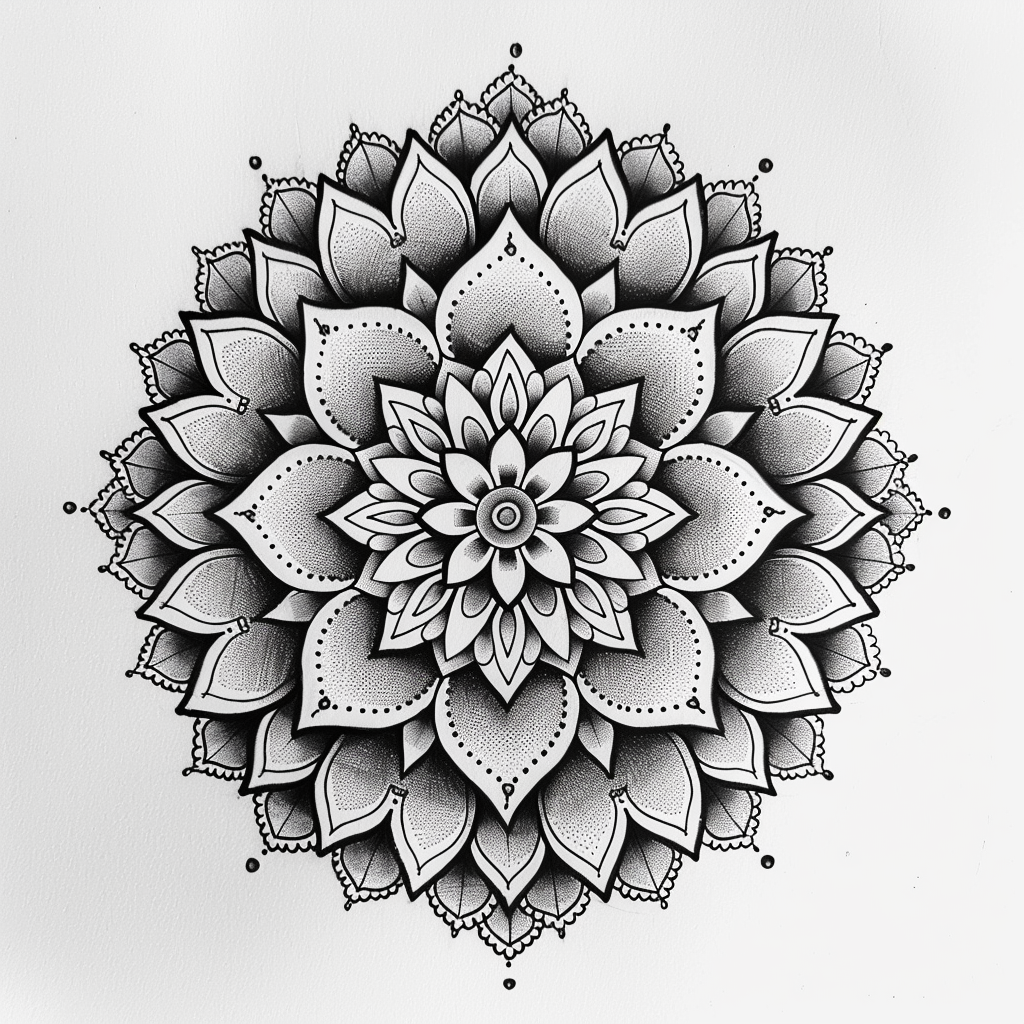 Mandala design dotwork tattoo back