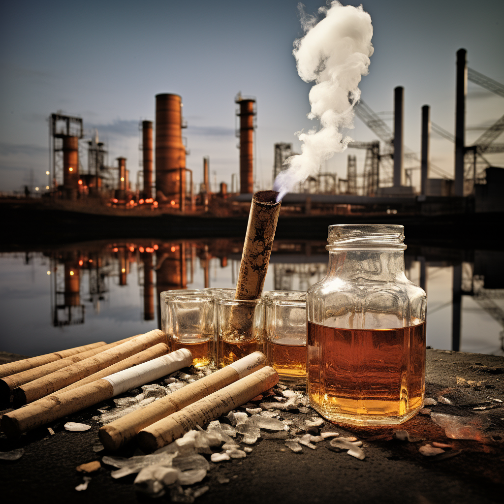 Oil refinery cigars double exposure