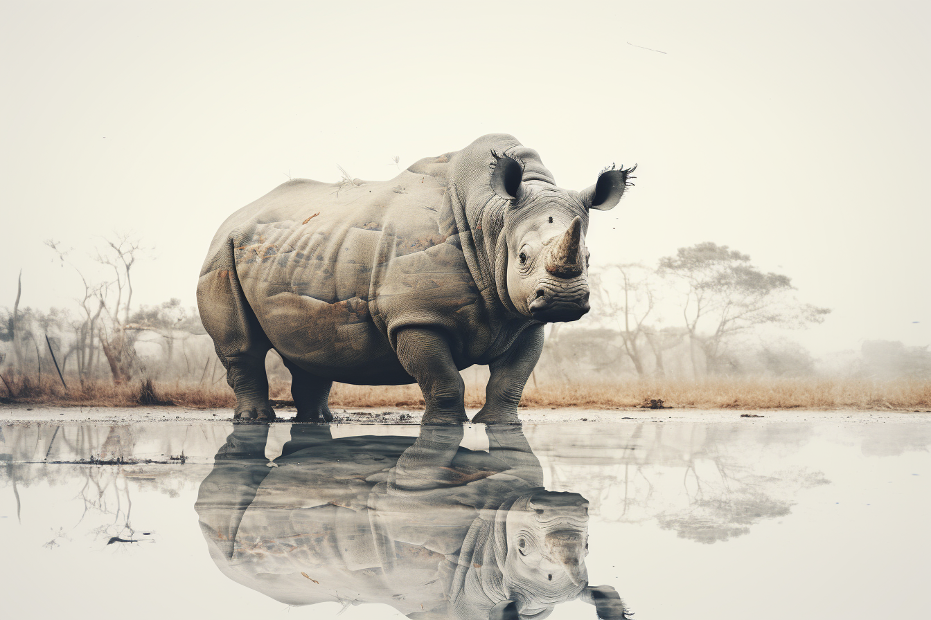 Stunning Double Exposure Rhino Photomontage