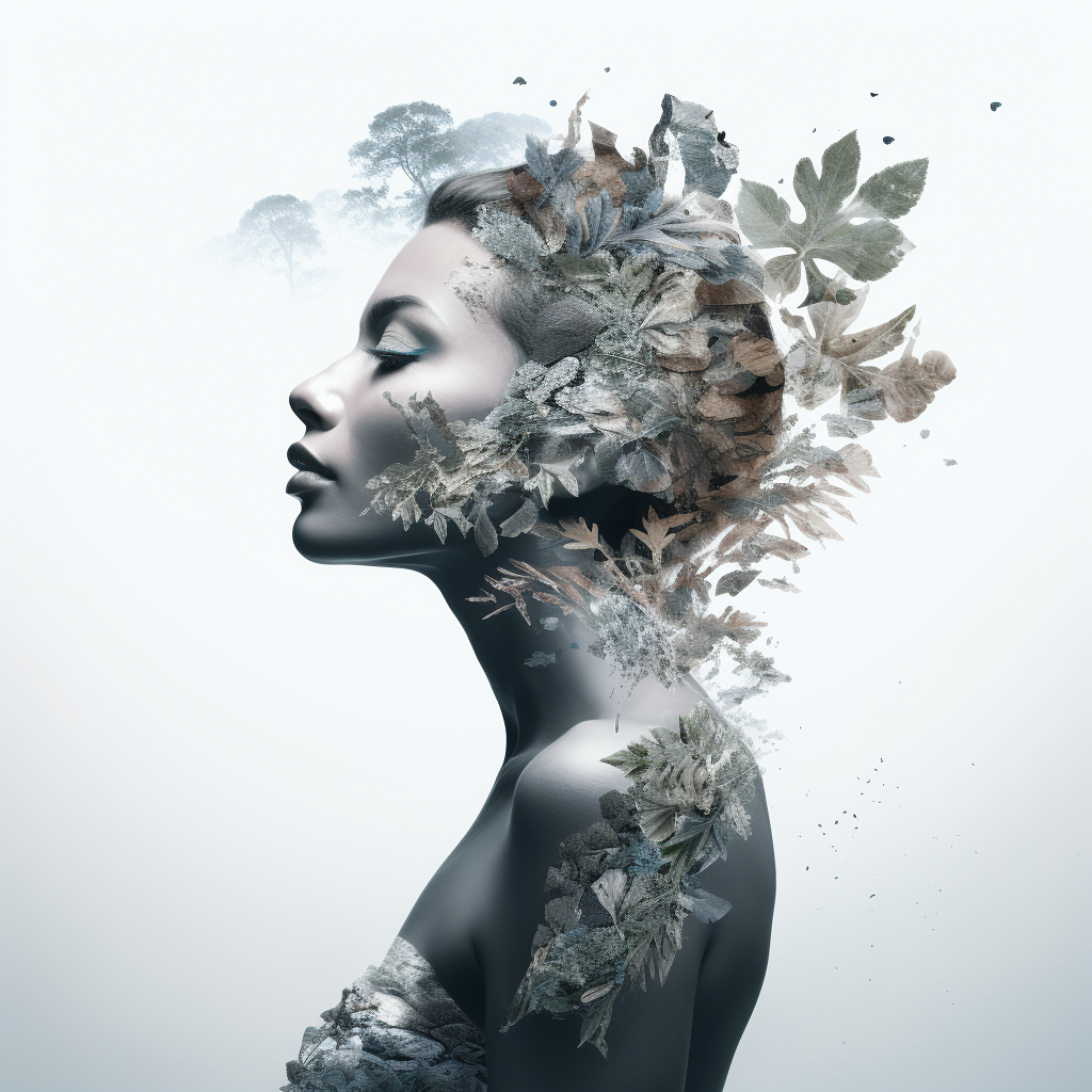 Double Exposure Woman Nature Harmony