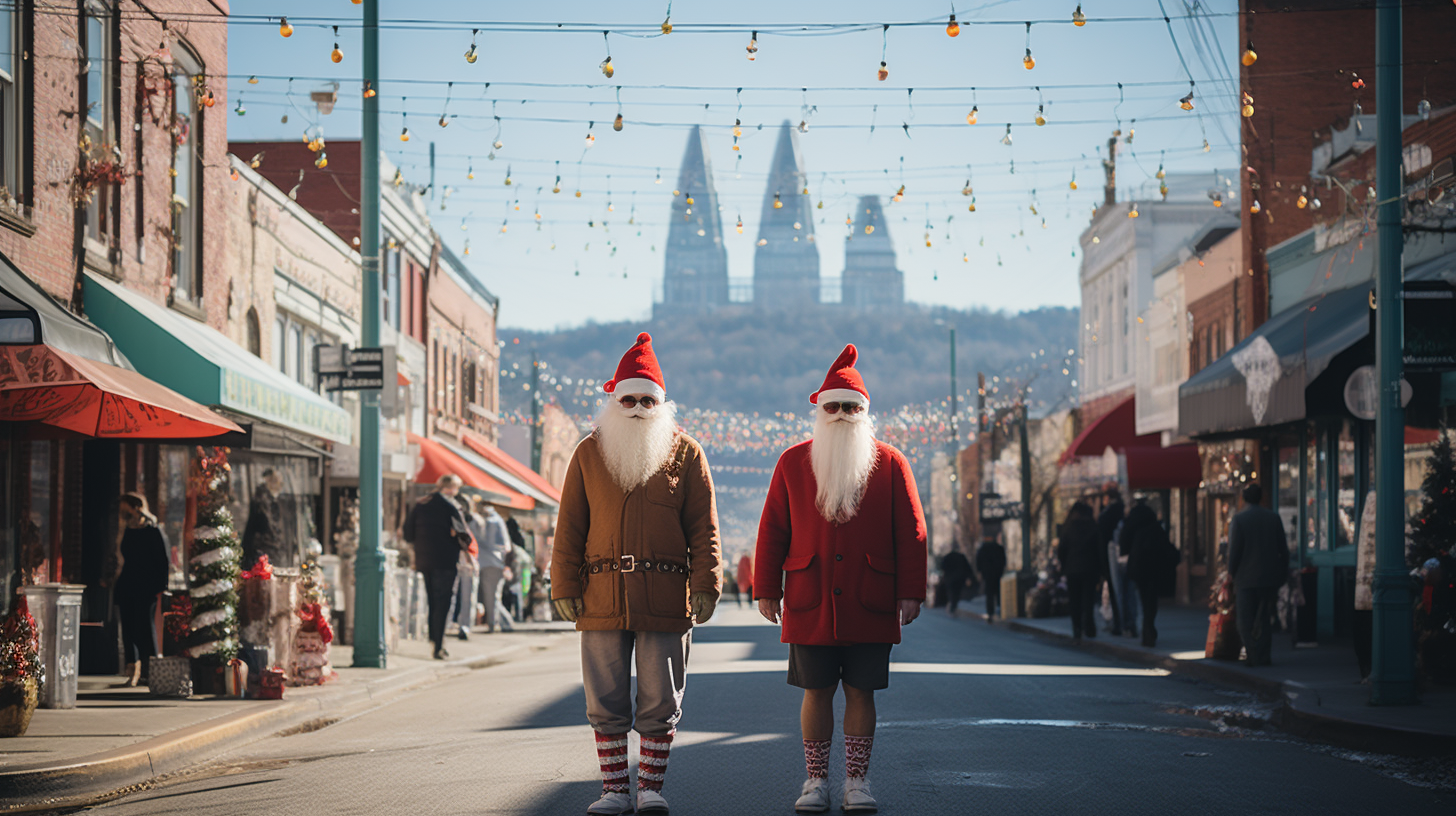 Festive characters in downtown Asheville