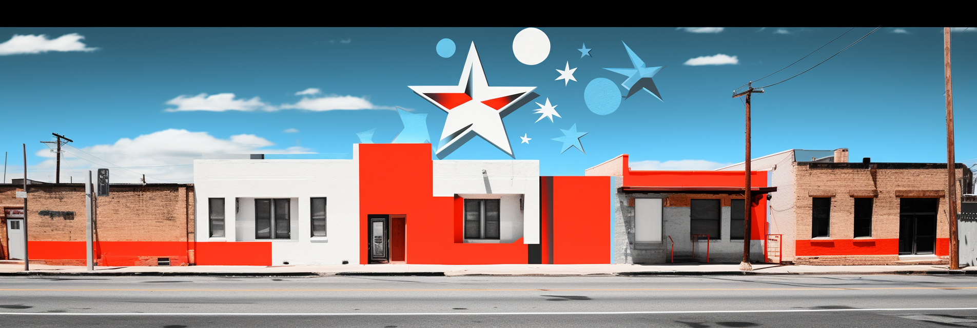 Downtown Marfa Atomic Symbol Collage