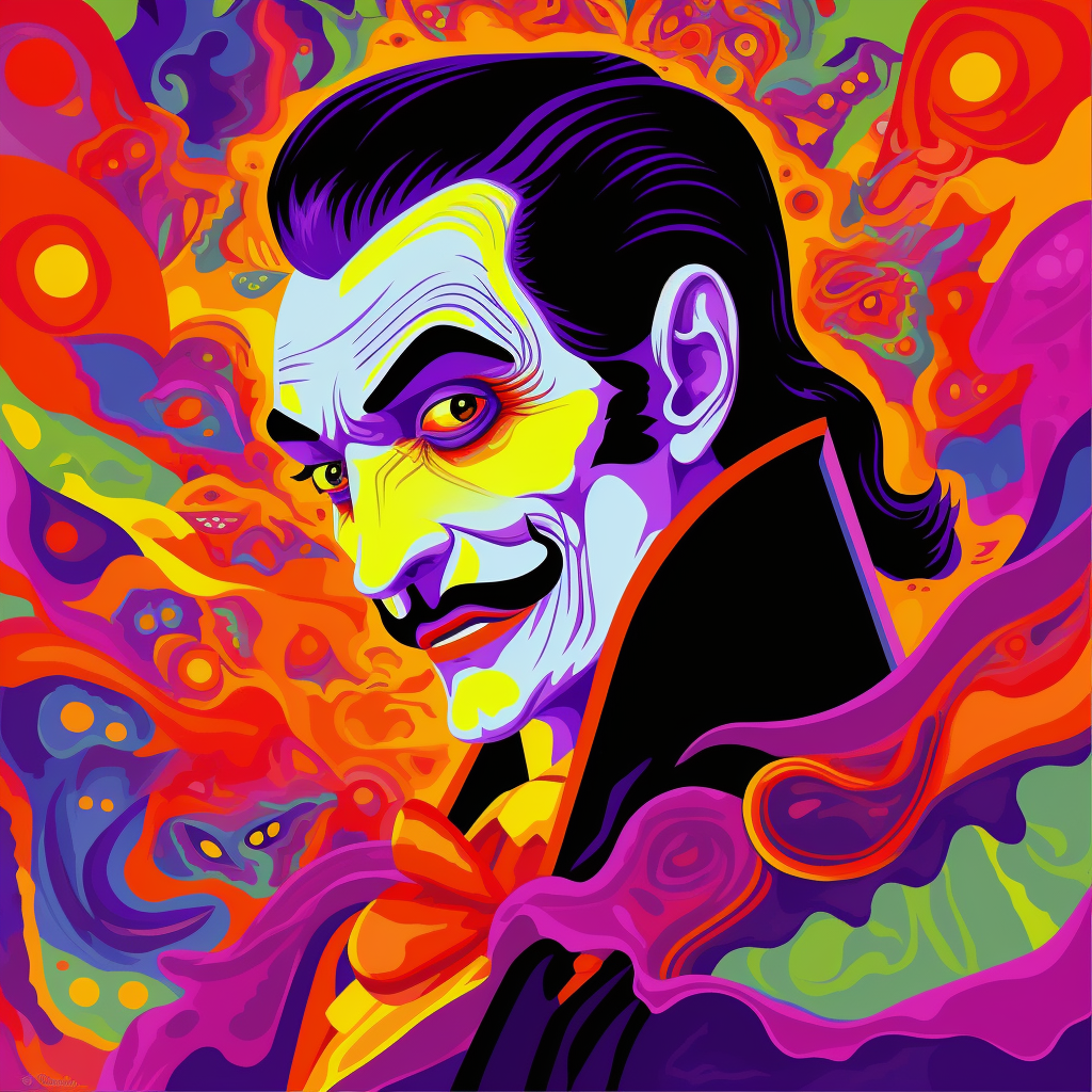 Colorful Dracula in Lisa Frank style