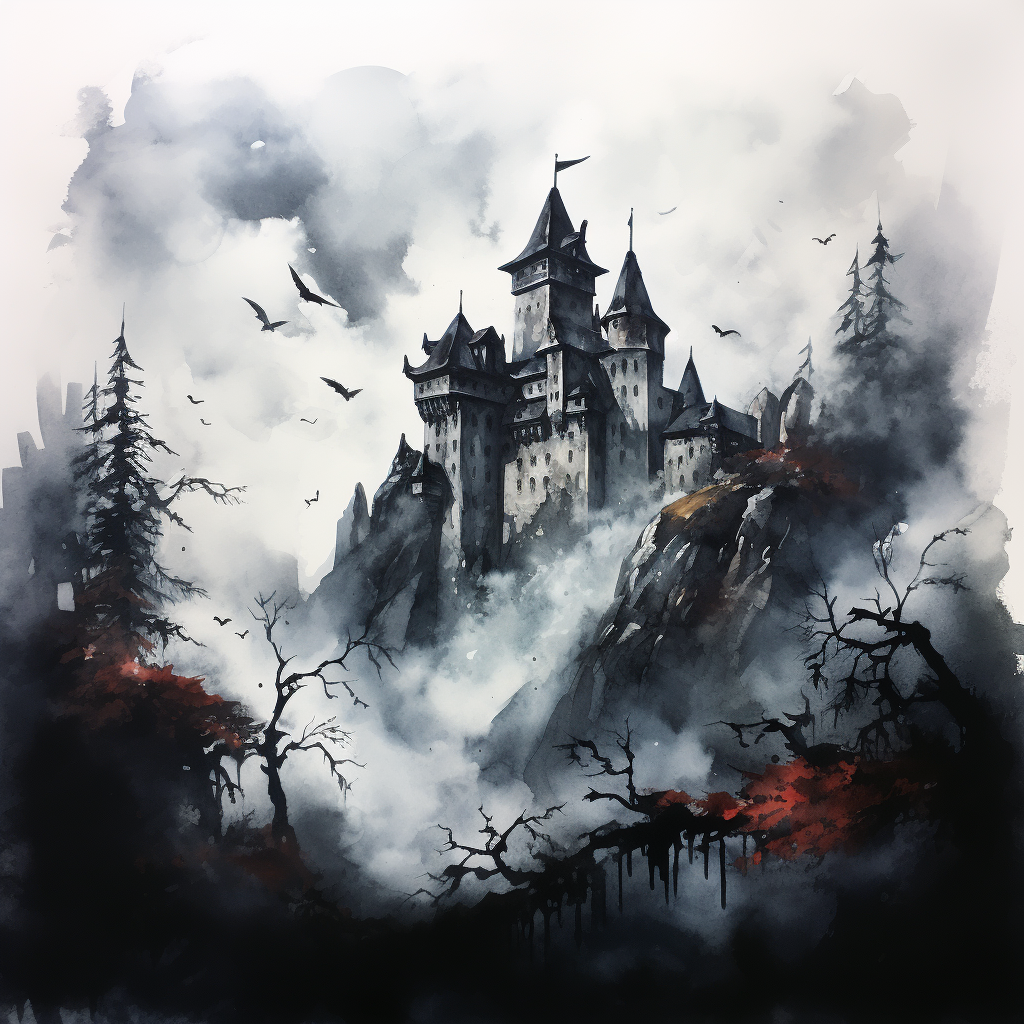 Dracula's Castle Watercolour Art