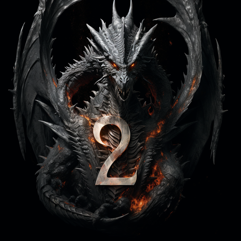 Dragon-shaped 2024 with black background