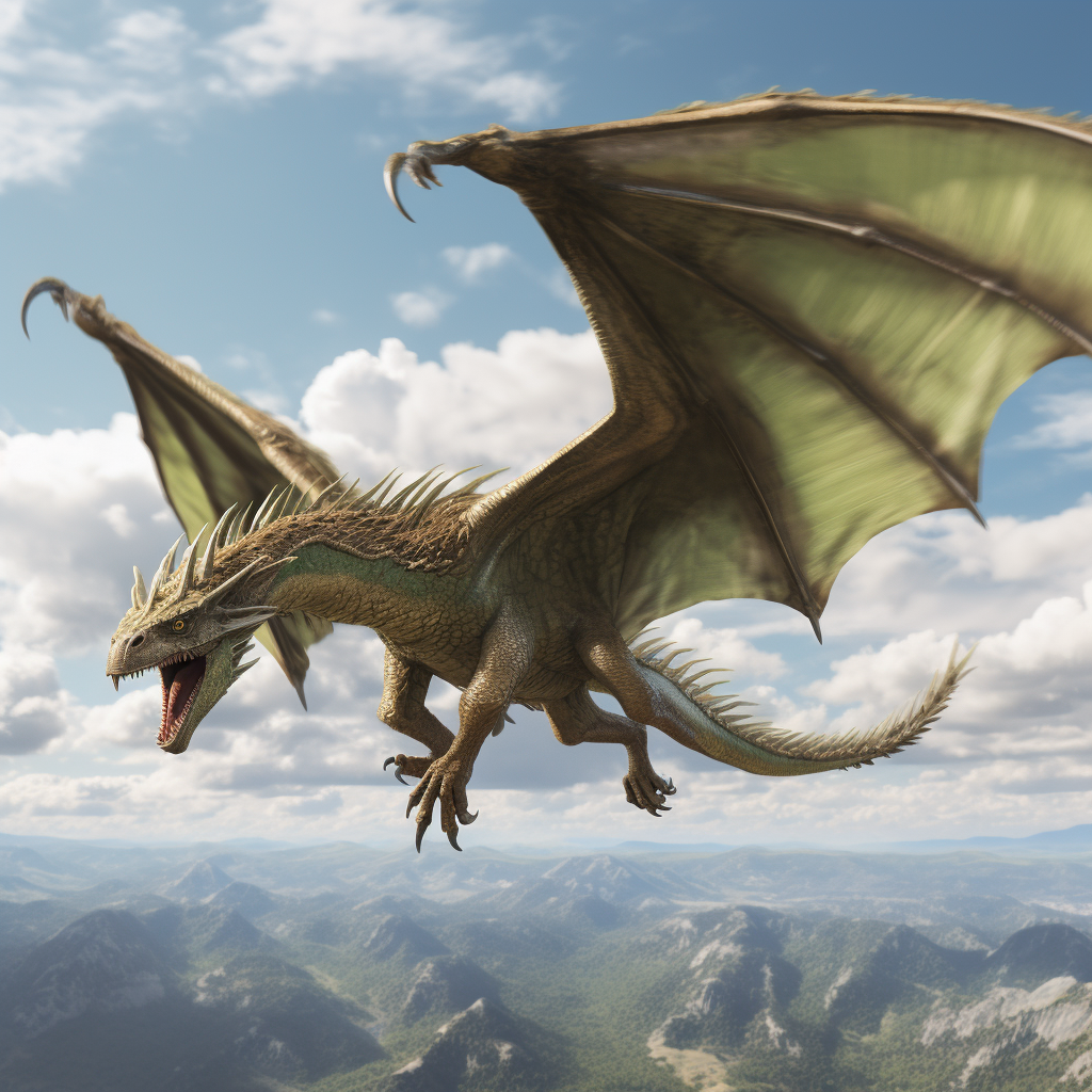 Cartoon Dragon Flying in the Air