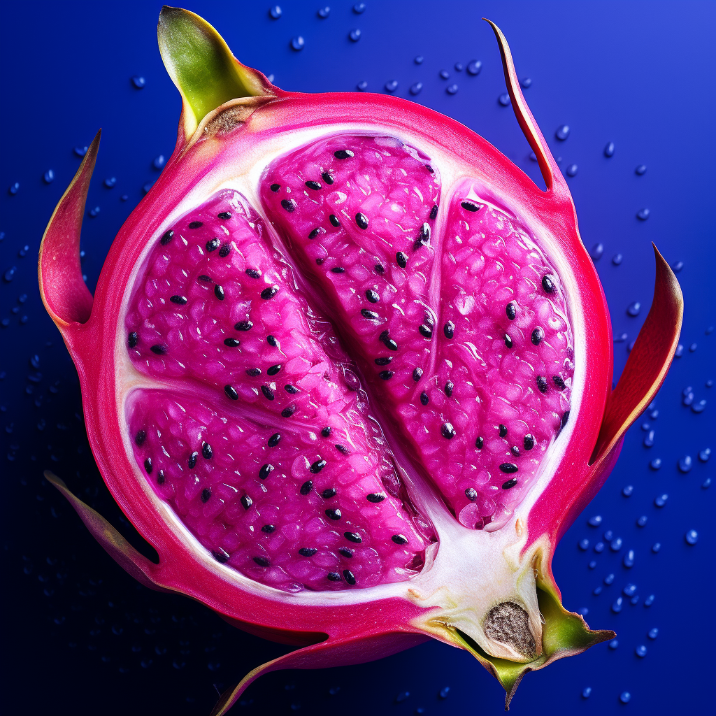 Dragon Fruit and Blueberries, Colorful and Fresh