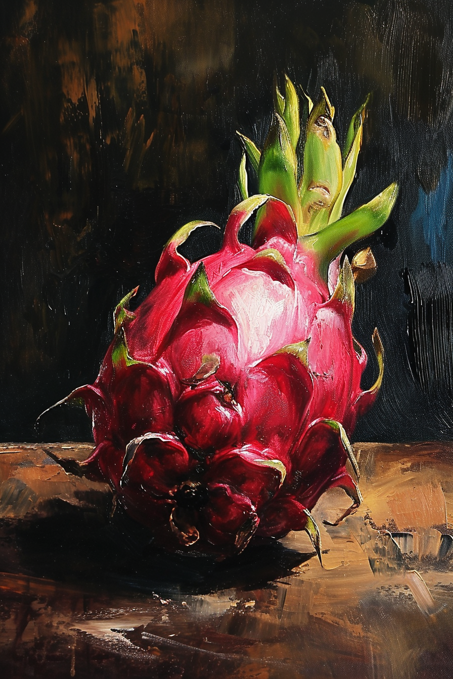 Beautiful dragon fruit oil painting