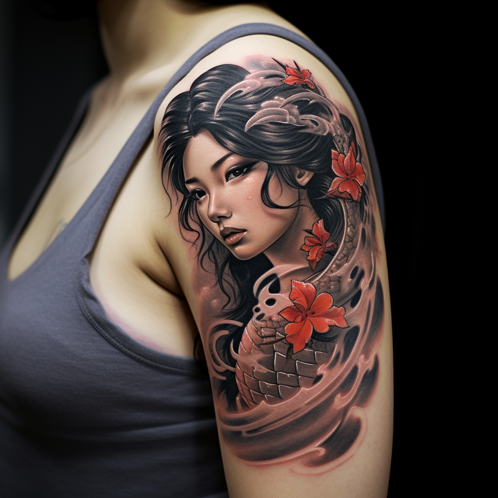 Dragon Geisha Arm Tattoo