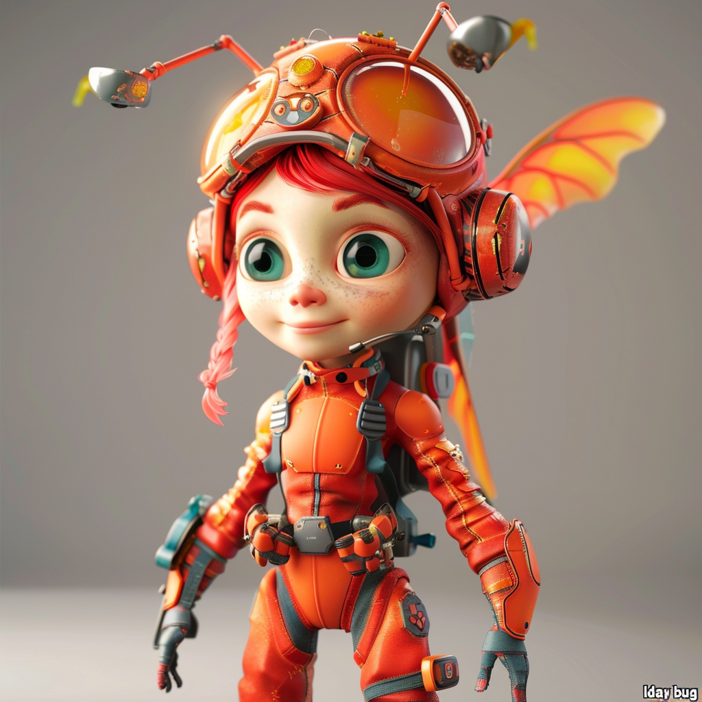 3D character dragon girl superhero