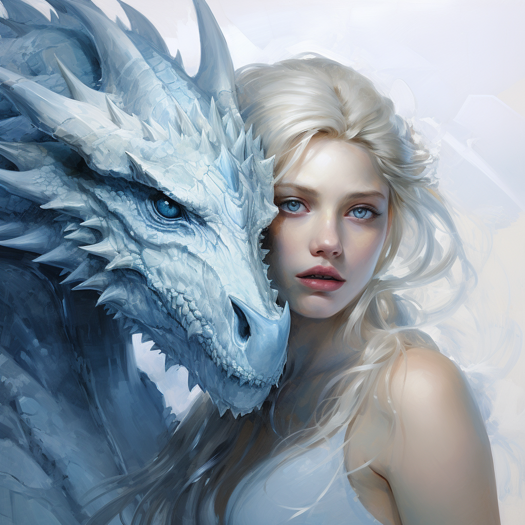 Beautiful dragon ice princess with horn