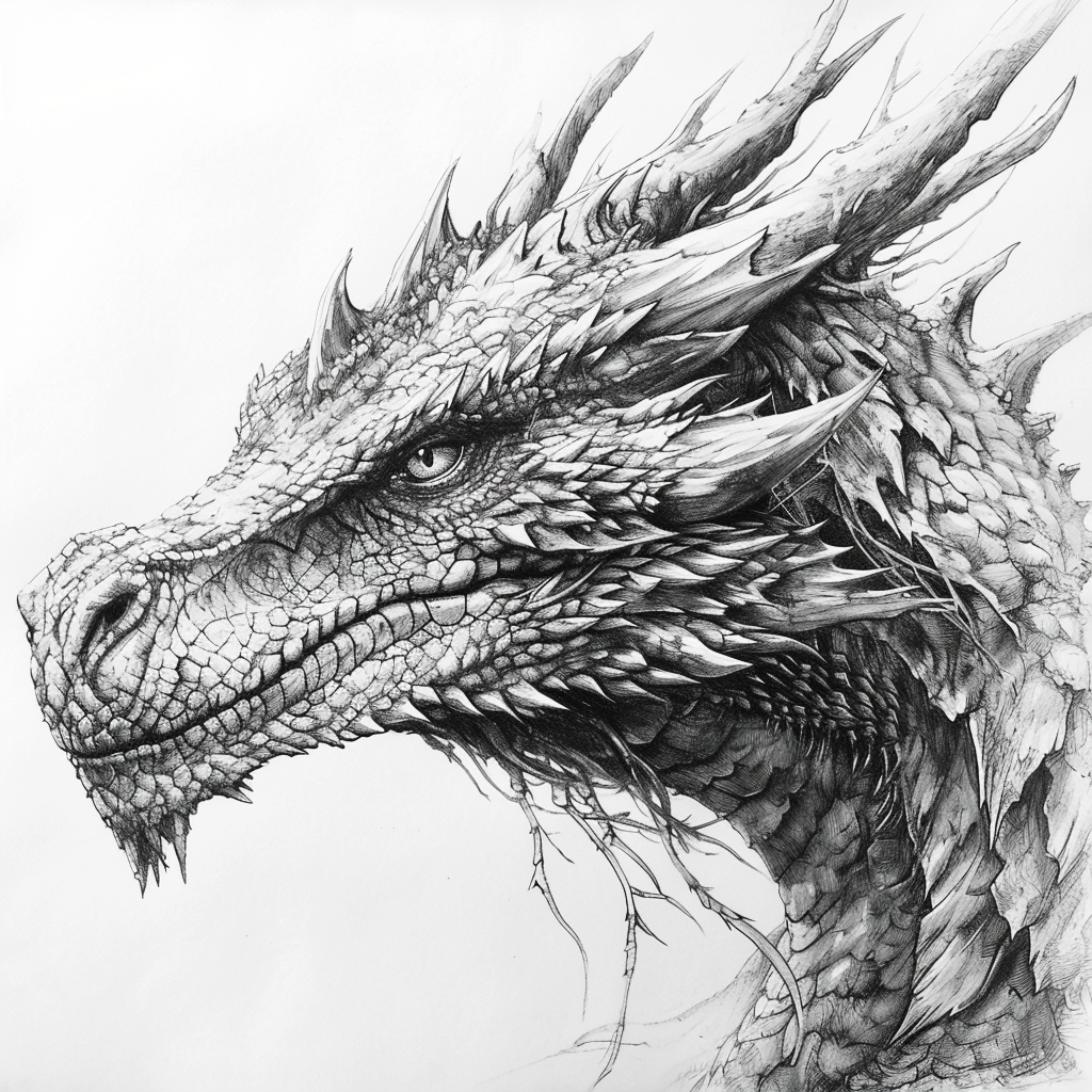 Dragon Line Drawing Illustration