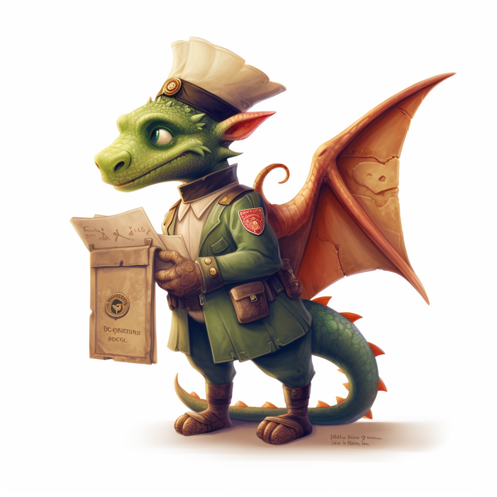 Dragon mailman delivering mail in a fantasy world