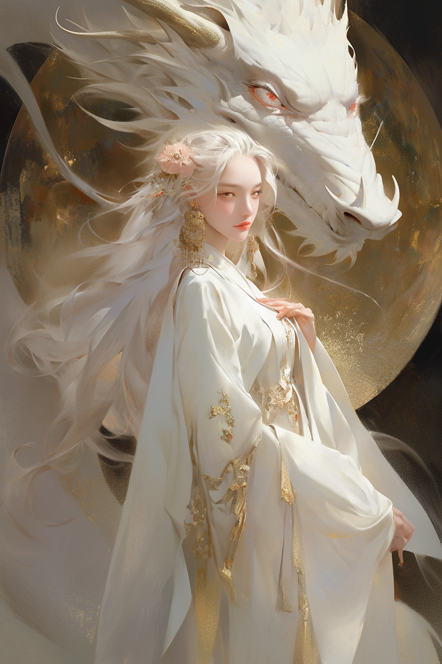 Beautiful dragon moon portrait art