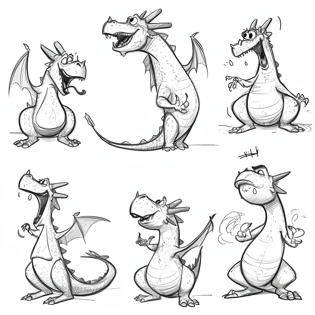 Dragon in six expressive poses