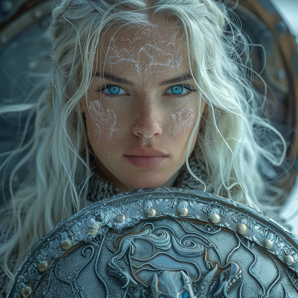 Beautiful woman in dragon armor