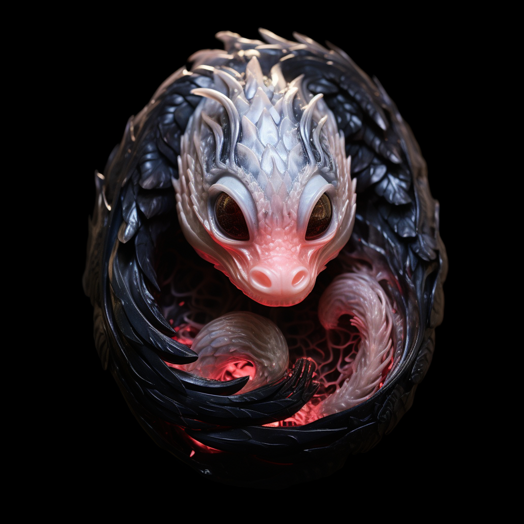 Dragon Embryo on Black Background