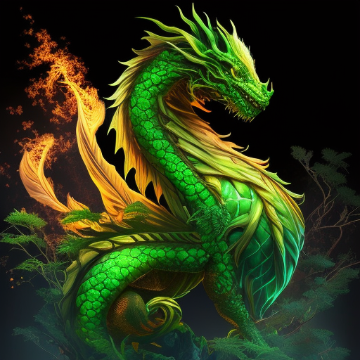 Majestic dragon with fiery green scales