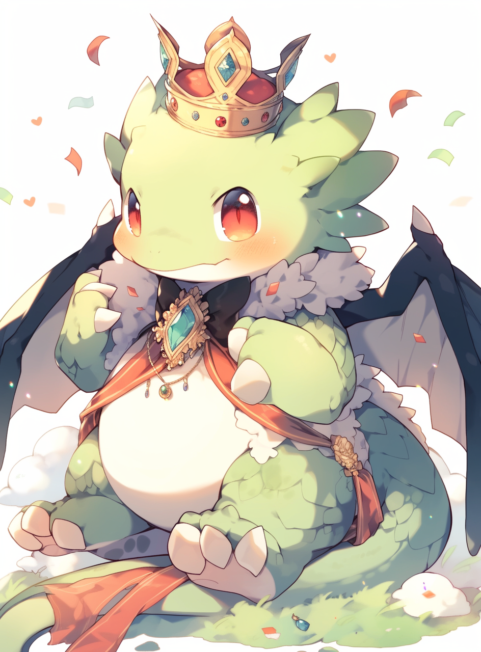 Noble dragon with crown and wings