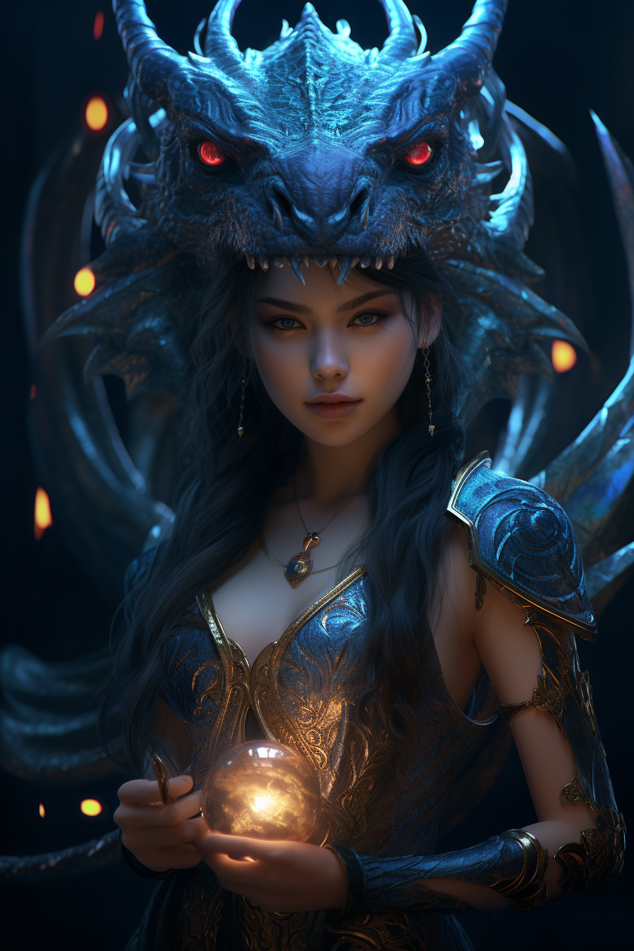 Dragon Sorceress in Neotraditional Style with Meticulous Detail