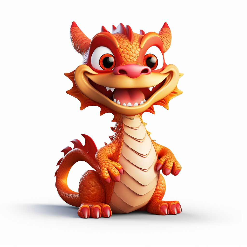 Cute cartoon dragon wearing China-Chic clothing