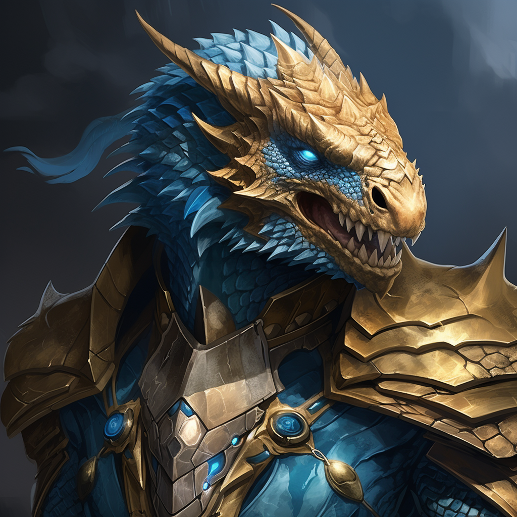 Powerful Dragonborn Warrior with Blue Eyes