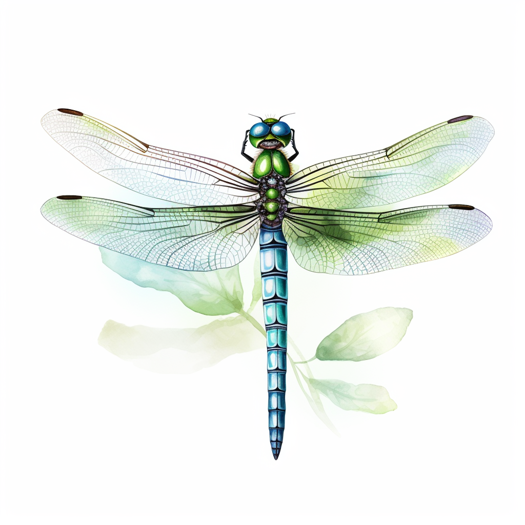 Dragonfly watercolor artwork on white background