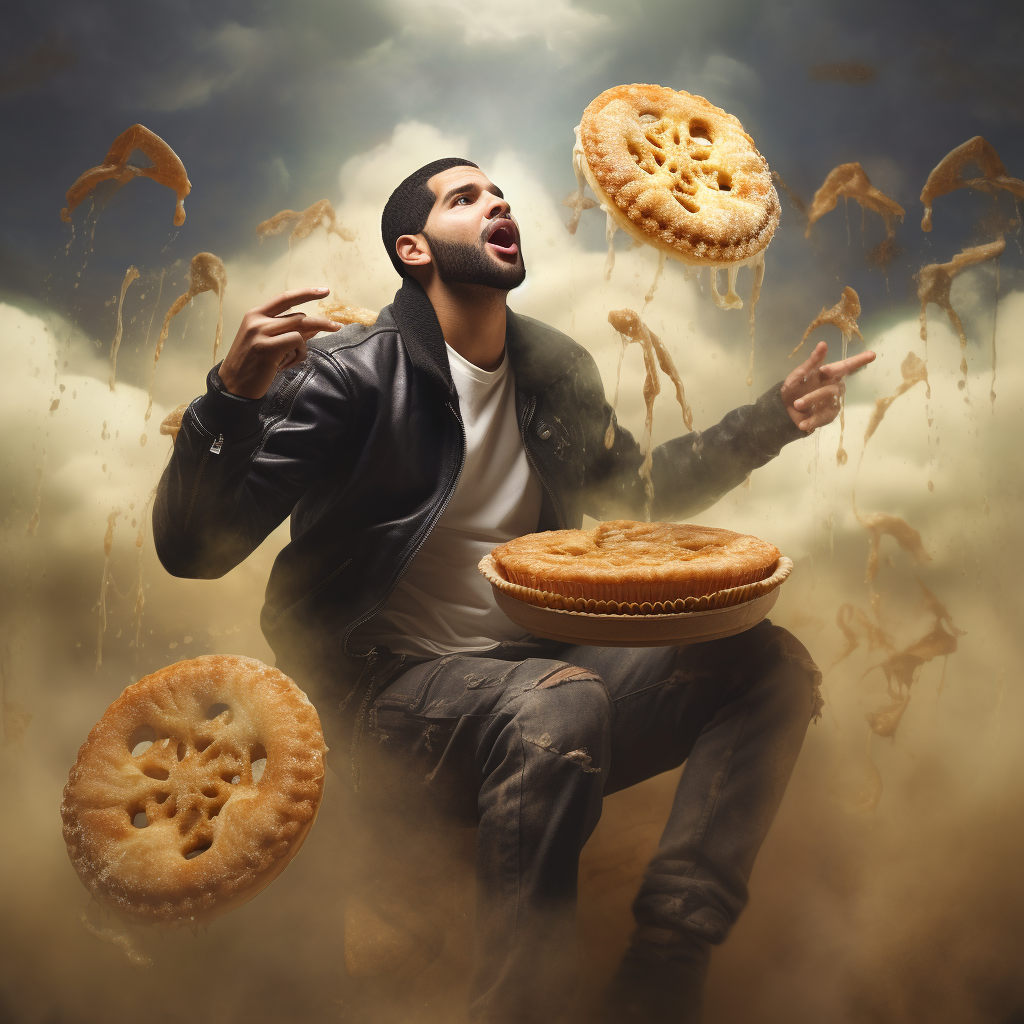 Drake enjoying the aroma of a smoking pie