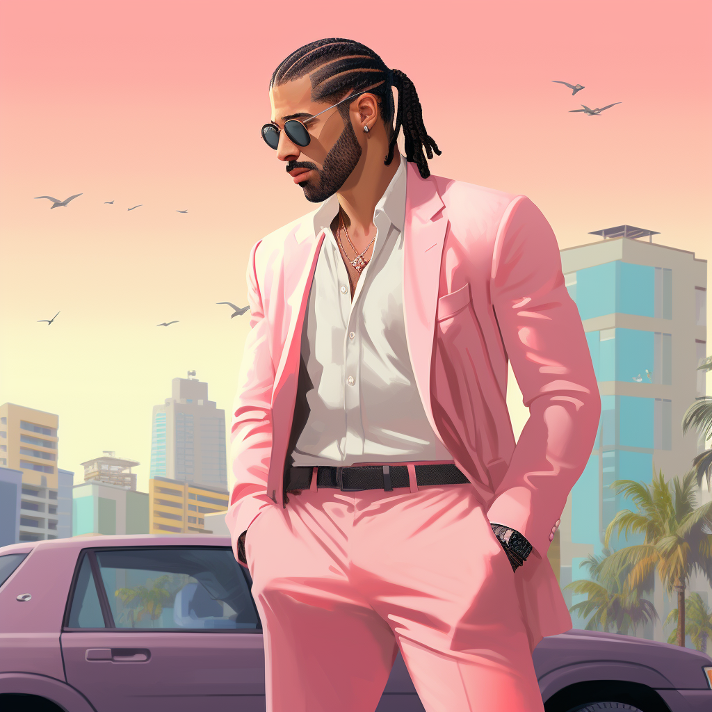 Drake with Miami Vice Aesthetics