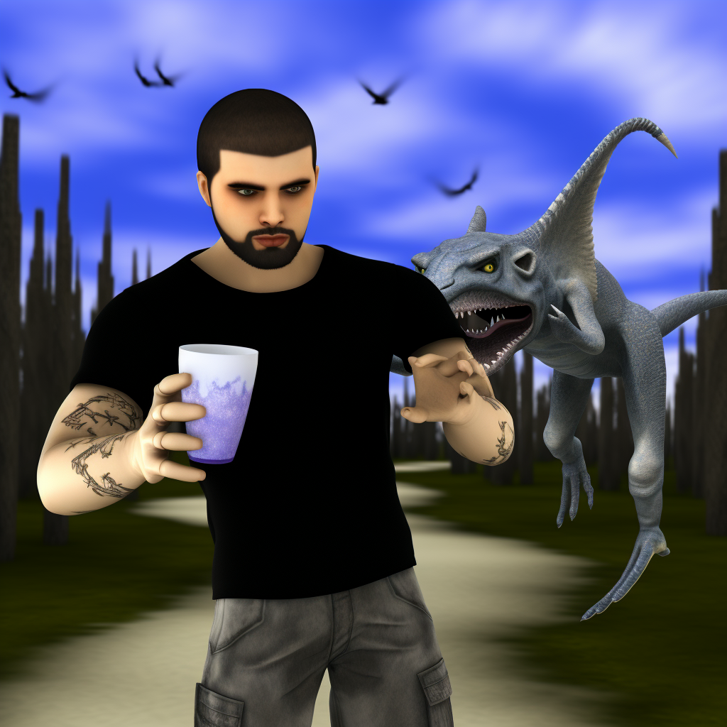 Drake with Lean Cup in Retro Style