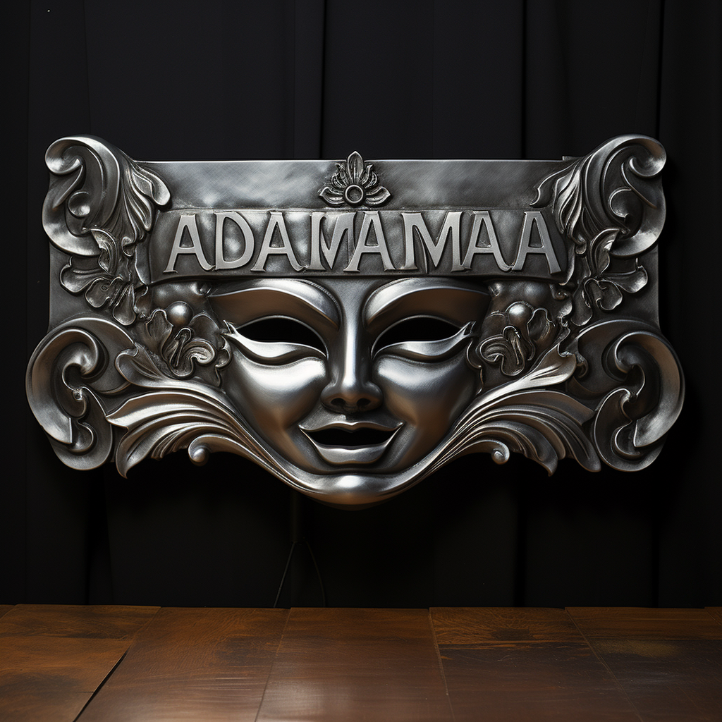 Silver and black drama theater sign