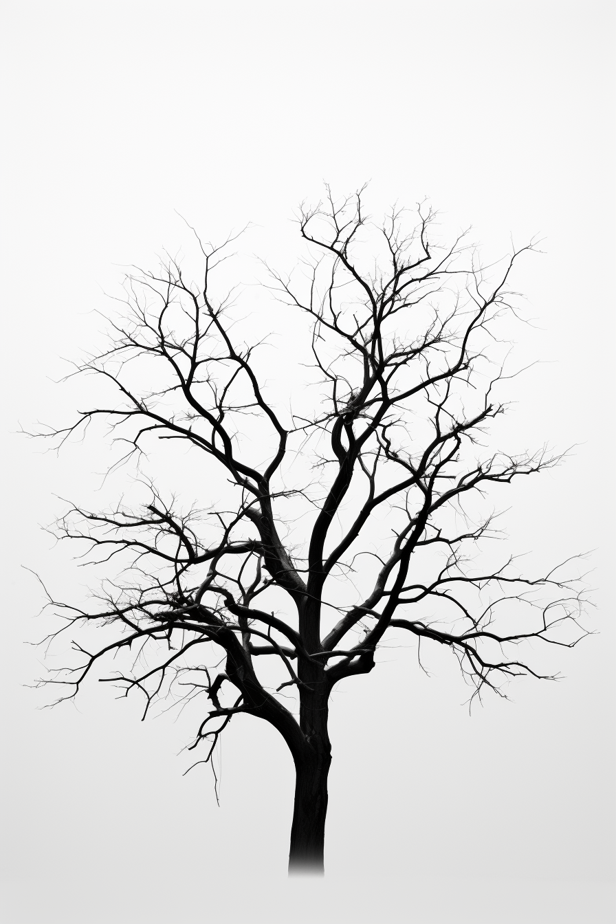 Black and white tree silhouette against a dramatic sky