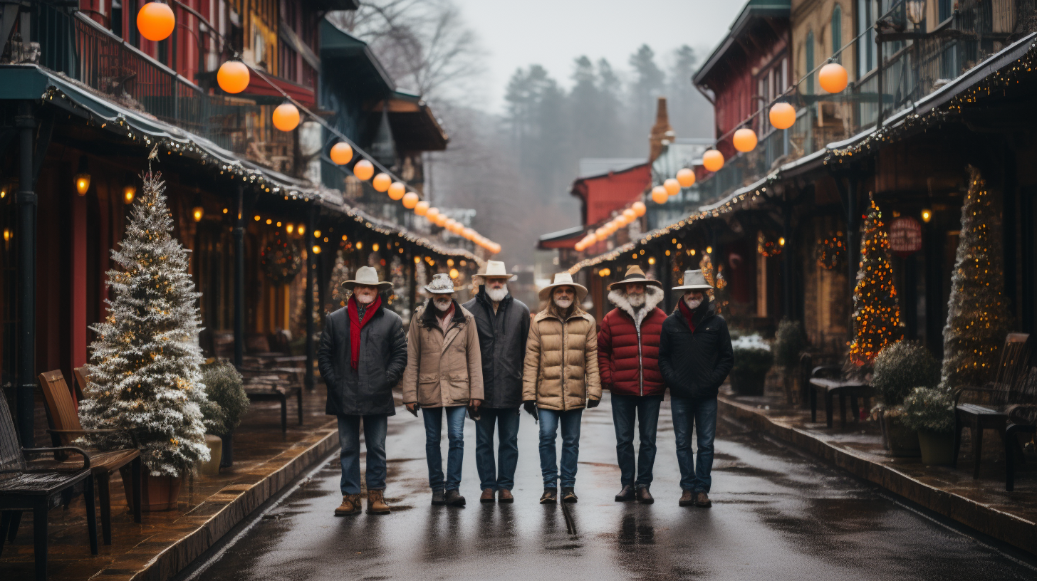 Meticulously Posed Quirky Adults in Christmas Village