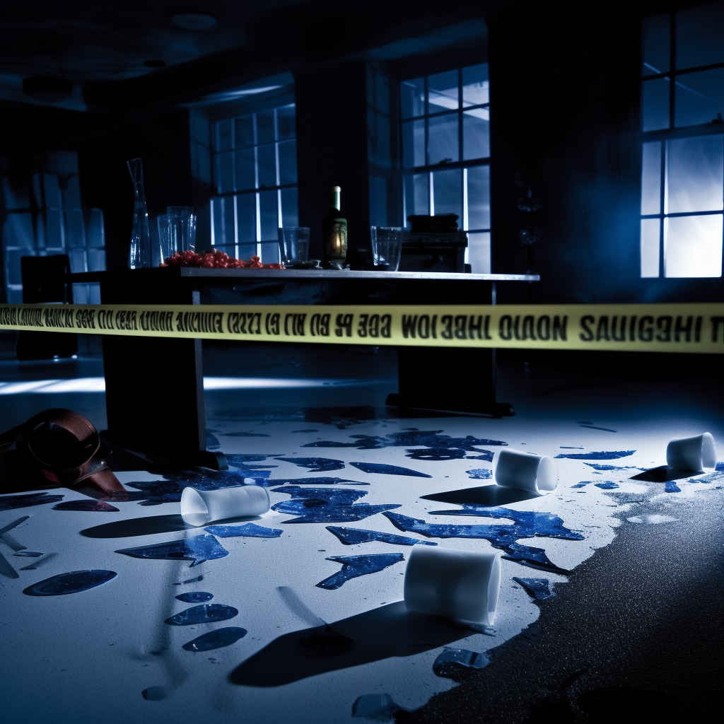 CSI crime scene with dramatic lighting