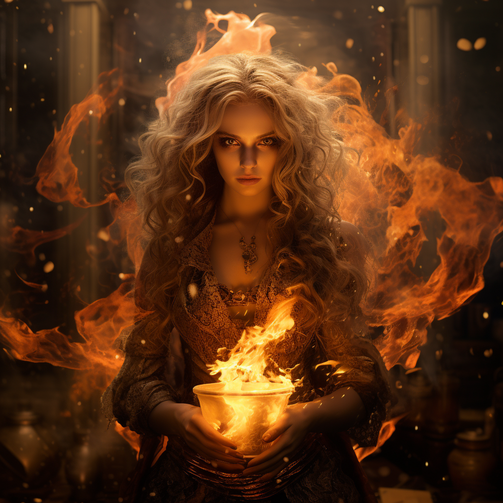 Image with dramatic lighting and fire