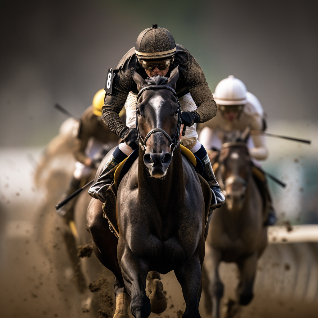 Black race horse winning Kentucky Derby