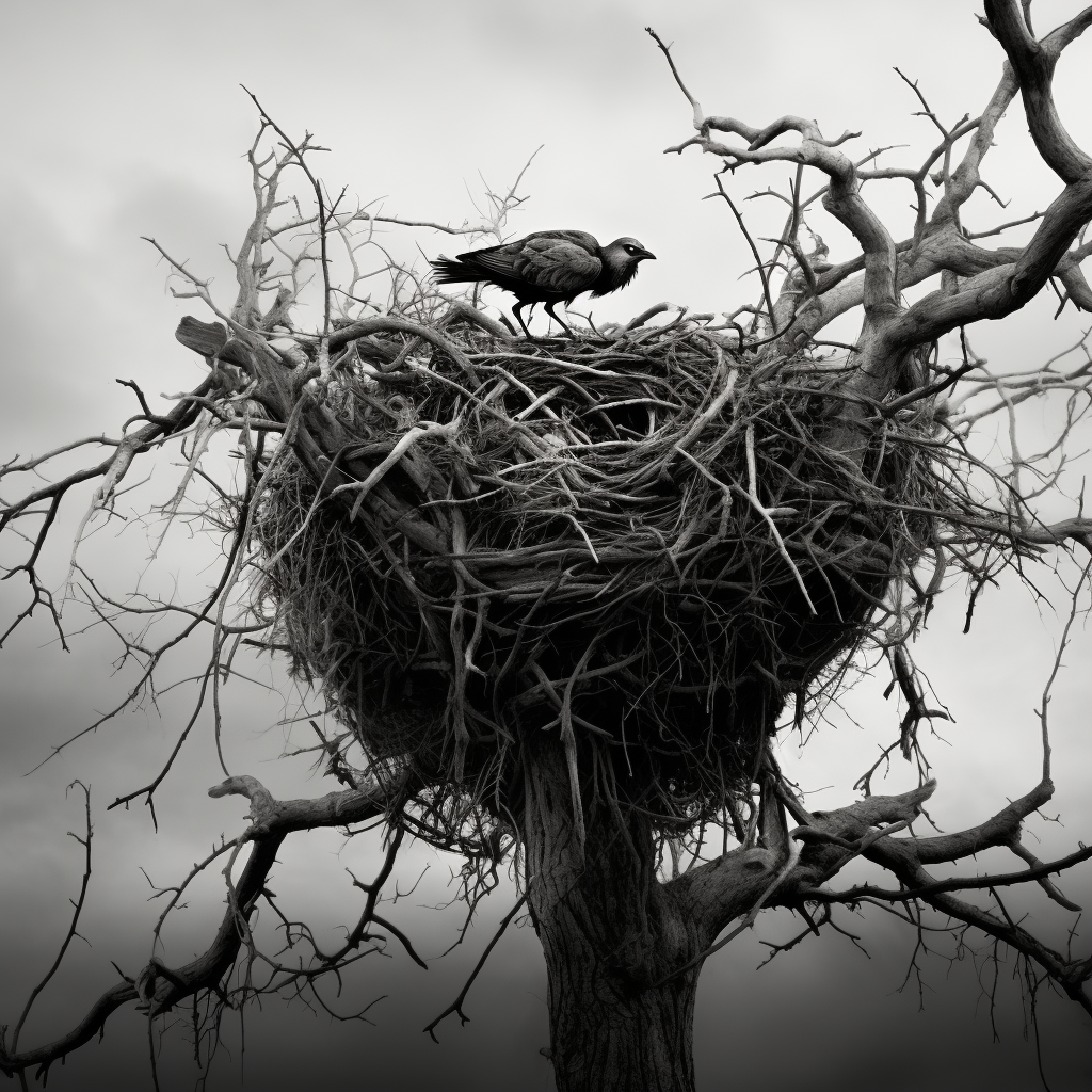 Birds Nest in Tree - Dramatic Scene