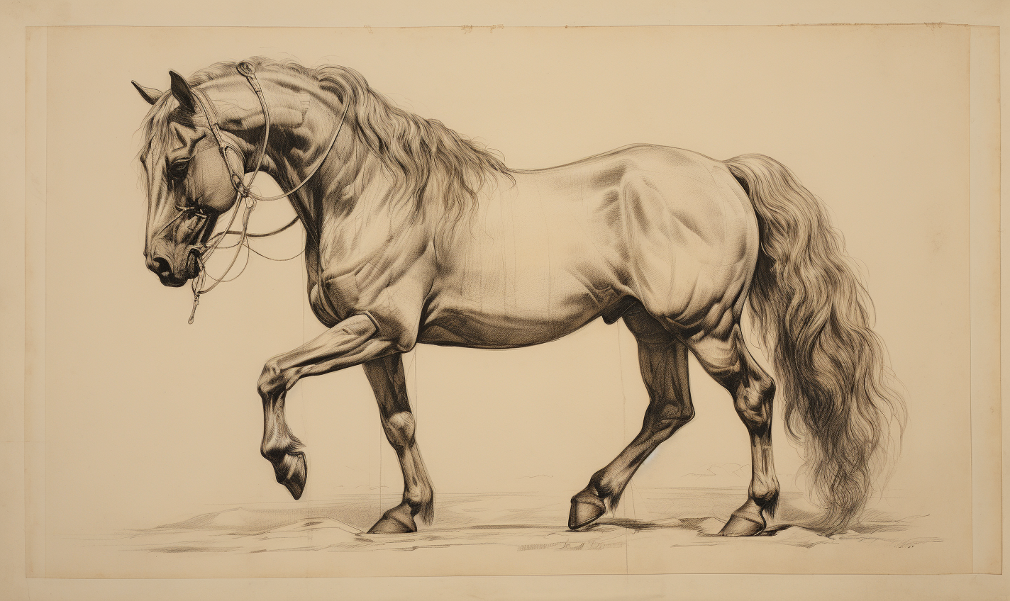 Detailed Drawing of a Draught Horse