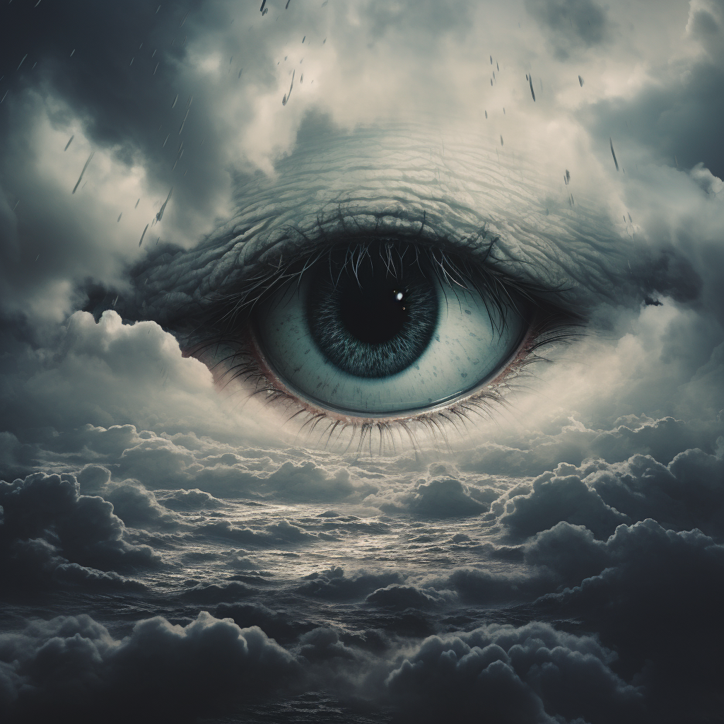 Ominous Eye Peering Through Clouds