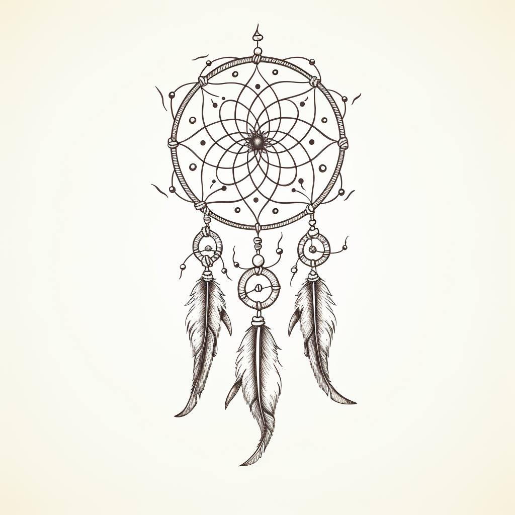 Spiritual dream catcher tattoo sketch